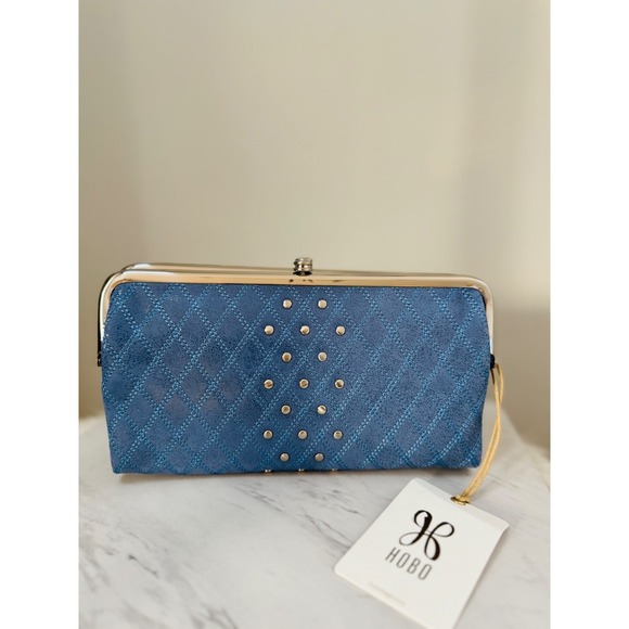 Hobo Lauren Clutch-Wallet in Buffed Leather, Blue Azure, NWT - Picture 2 of 16